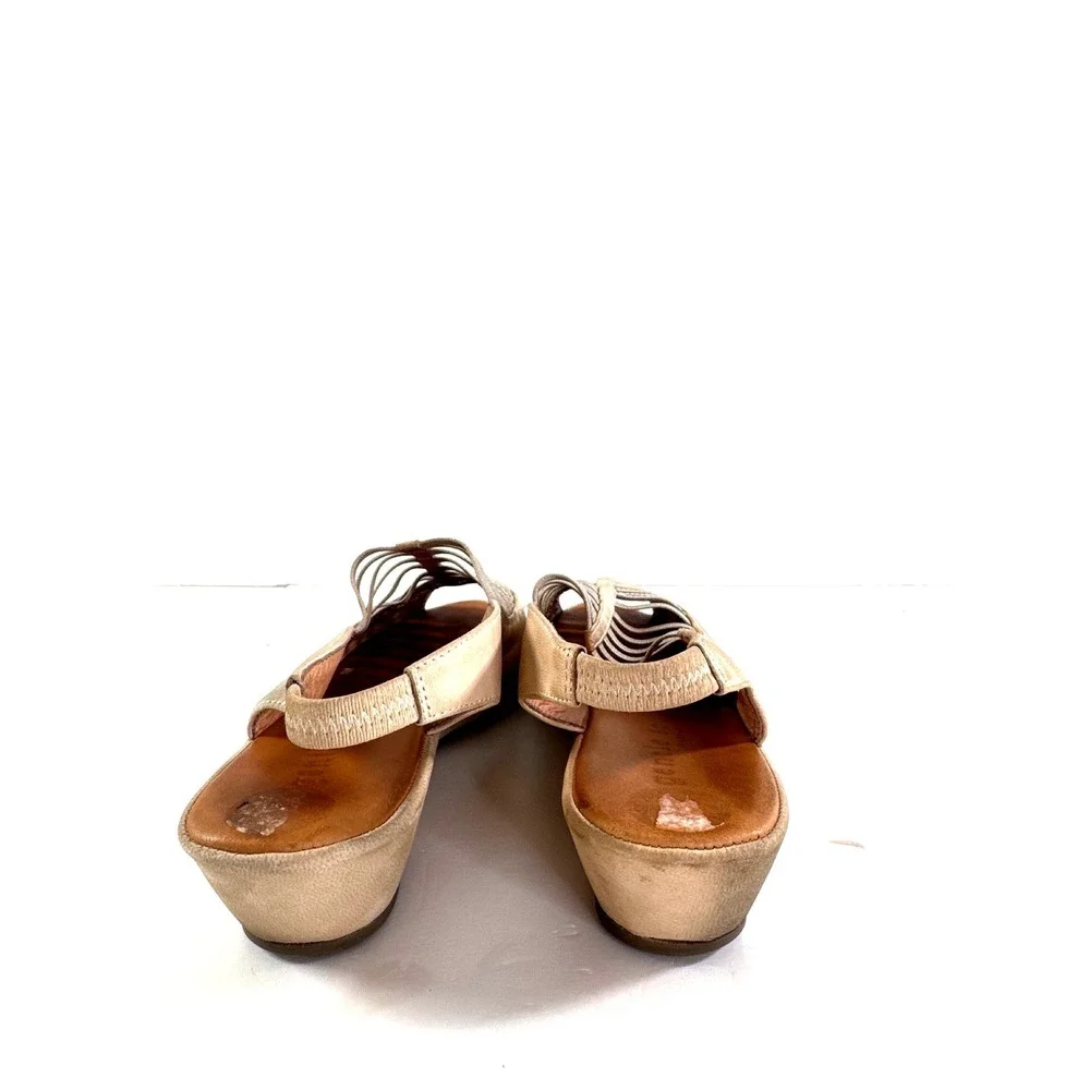 Gentle Souls Kenneth Cole Liliana Beige Leather Caged Wedge Sandals Womens 8M